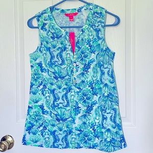 Lilly Pulitzer Essie Top S with Mermaids Seahorses